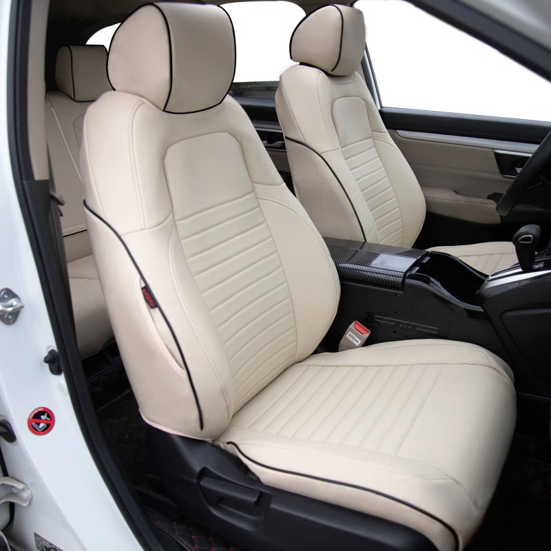 HKZ Fit CRV Car Seat Covers Full Set for Honda CRV 2012 2013 2014 CRV LXEXEXL Model Leather Beige