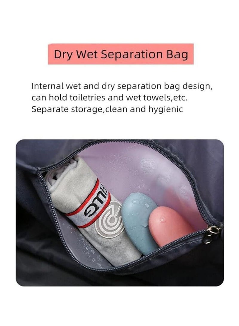 DUNISO حقيبة سفر بعجلات عالمية قابلة للفصل، حقيبة دوفل بسعة كبيرة مخصصة للسوائل الجافة والرطبة مزودة بعجلات، حقيبة دوفل مزدوجة الطبقات قابلة للتوسع مزودة بعجلات (وردية) - Image 5