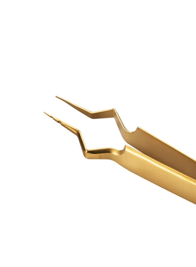 Ms.Queen Isolation Tweezers for Eyelash Extensions,Unique Design with Precision Tips Isolation Eye Lash Tweezers,Easy to Use Application Tools for Lash Artist,Gold - Image 2