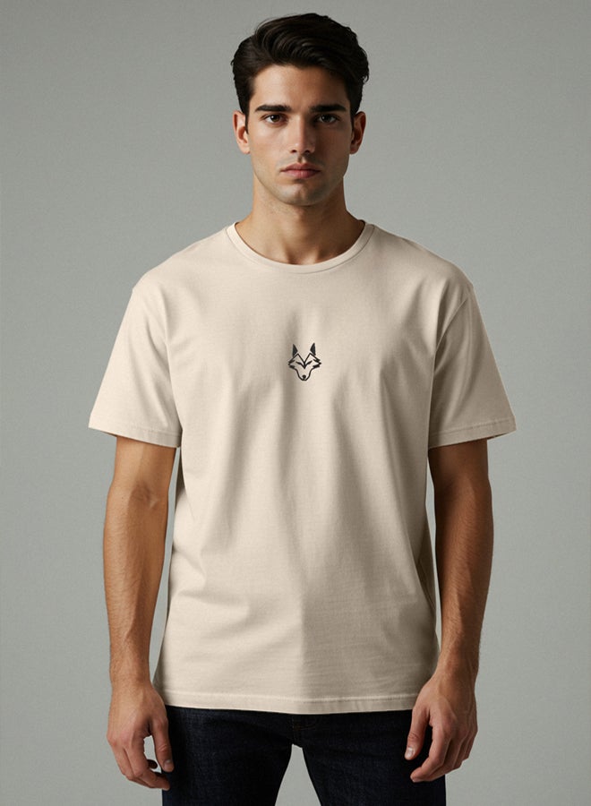 trendyol Stone Regular/Normal Cut Wolf Embroidered 100% T-Shirt TMNSS24TS00056 - Image 1