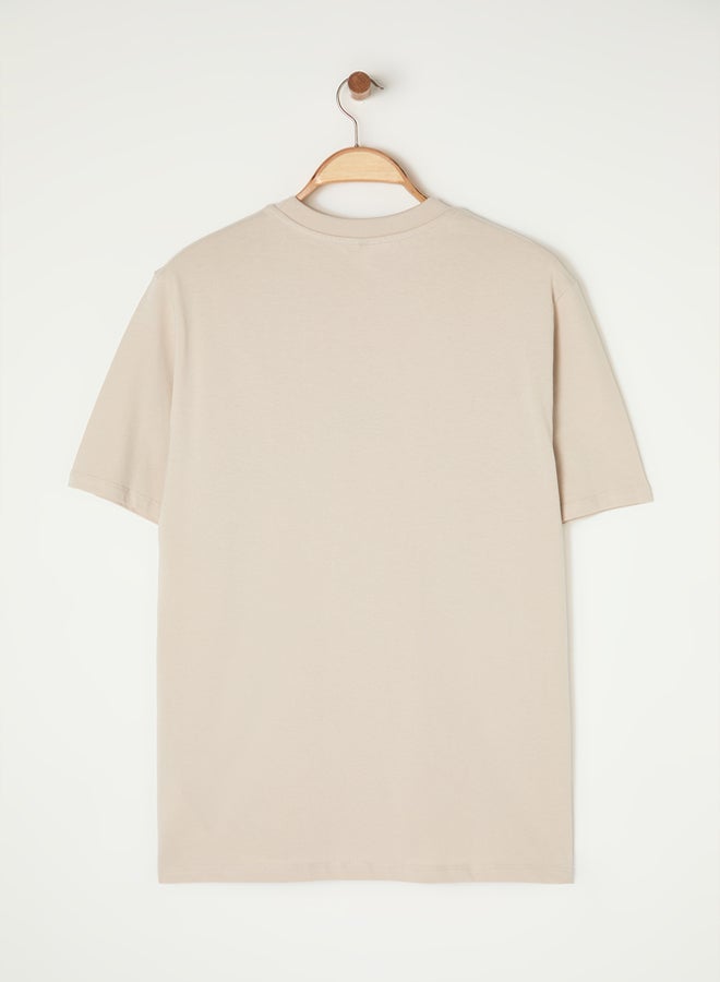 trendyol Stone Regular/Normal Cut Wolf Embroidered 100% T-Shirt TMNSS24TS00056 - Image 3