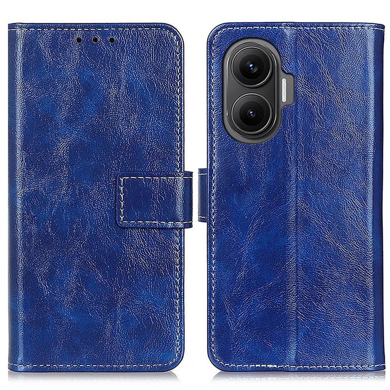 إيروريكس جراب هاتف Redmi Turbo 4 Pro من الجلد بتصميم حصان مجنون عتيق (أزرق) - Image 1