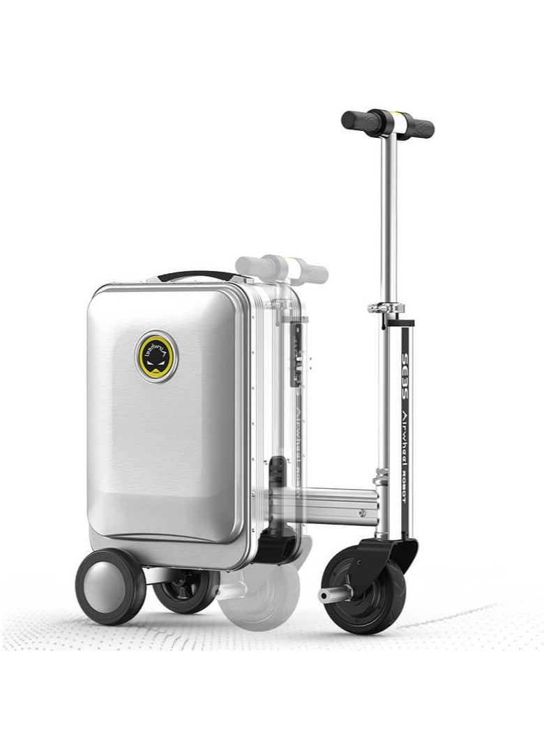 عجلة هوائية - سكوتر كهربائي Airwheel SE3S الذكي للسفر بمحرك 250 واط، سرعة تصل إلى 13 كم/ساعة، يتم التحكم فيه عبر تطبيق الهاتف المحمول، بطارية ليثيوم أيون 73.26 وات في الساعة (قابلة للإزالة)، اشحن أجهزتك عبر منافذ USB الخارجية، وزن الحمولة يصل إلى 110 كجم، مسموح بأخذها على متن الطائرة، وزن الحقيبة يصل إلى 10 كجم، قفل أمان TSA، إضاءة محيطة LED، مساحة تخزين تصل إلى 20 لتر - Image 1