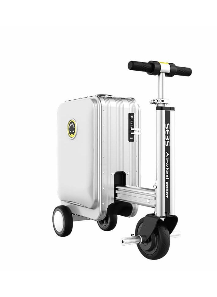 عجلة هوائية - سكوتر كهربائي Airwheel SE3S الذكي للسفر بمحرك 250 واط، سرعة تصل إلى 13 كم/ساعة، يتم التحكم فيه عبر تطبيق الهاتف المحمول، بطارية ليثيوم أيون 73.26 وات في الساعة (قابلة للإزالة)، اشحن أجهزتك عبر منافذ USB الخارجية، وزن الحمولة يصل إلى 110 كجم، مسموح بأخذها على متن الطائرة، وزن الحقيبة يصل إلى 10 كجم، قفل أمان TSA، إضاءة محيطة LED، مساحة تخزين تصل إلى 20 لتر - Image 1