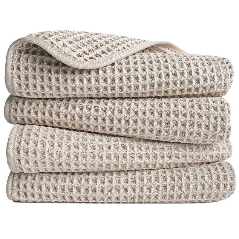 POLYTE 430 GSM Microfiber Lint Free Hand Towel, 16 x 30 in, 4 Pack (Waffle Weave) - Image 1