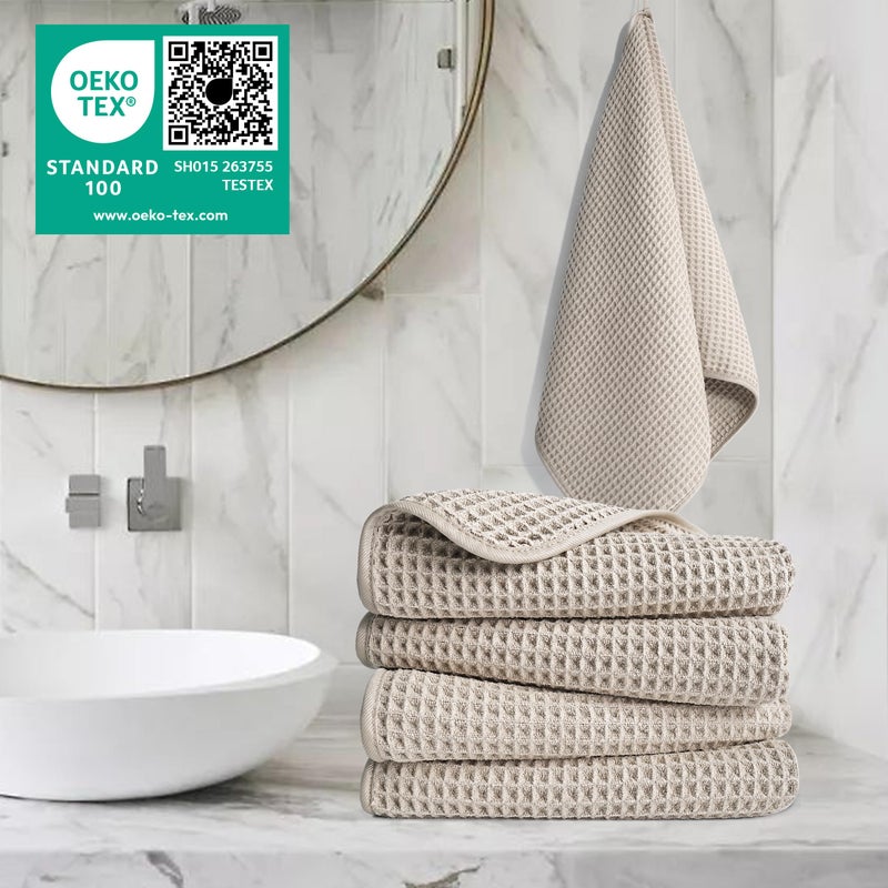 POLYTE 430 GSM Microfiber Lint Free Hand Towel, 16 x 30 in, 4 Pack (Waffle Weave) - Image 2
