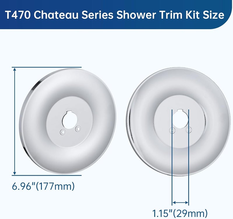 gcbcrit Replacement for Moen T470 Chateau Shower Trim, Shower Valve Trim for Single-Handle Shower Valves, Compatible with Chateau Series (Chrome) - Image 5
