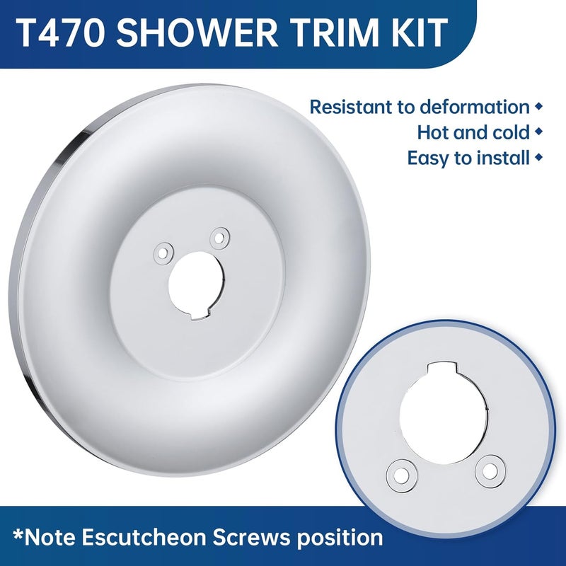 gcbcrit Replacement for Moen T470 Chateau Shower Trim, Shower Valve Trim for Single-Handle Shower Valves, Compatible with Chateau Series (Chrome) - Image 4