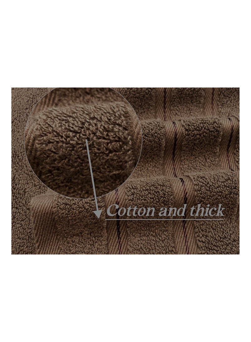 Luxury Bath Towel Set100% Cotton High Water Absorption Thickened Soft and Durable Hotel Bathroom Towels Sports Beach Spa Daily Household Size 2 (70 * 140cm) 2 (35 * 75cm) 2 (34 * 34cm) (Deep coffee)  - Image 3