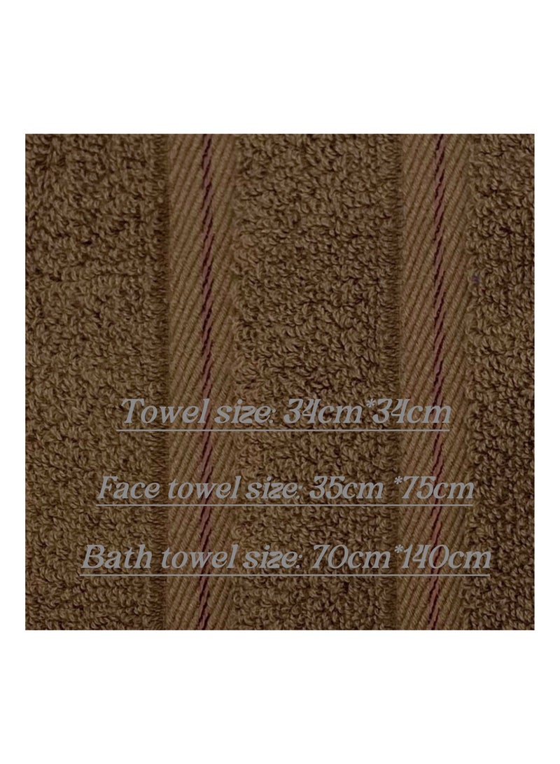 Luxury Bath Towel Set100% Cotton High Water Absorption Thickened Soft and Durable Hotel Bathroom Towels Sports Beach Spa Daily Household Size 2 (70 * 140cm) 2 (35 * 75cm) 2 (34 * 34cm) (Deep coffee)  - Image 5