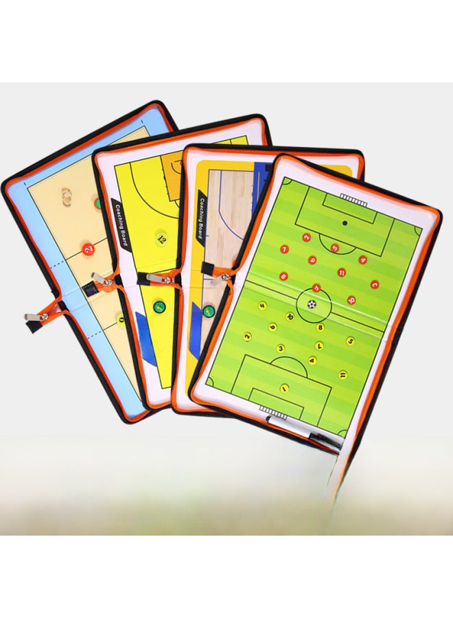Generic Football Tactical Board Folding Basketball Coach Board Leather Folding Teaching Board Magnetic Wipe Board Command-Specifications:Basketball Zipper (magnetic Sheet + Pen) - Image 1