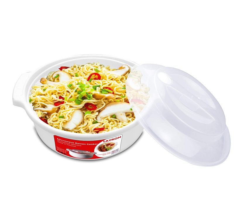 Zdesign Microwave Ramen Cooker Noodle or Soup Bowl Easy Mac Perfect for Breakfast, College Dorm Essentials for Boys Girls,Office, Dishwasher-Safe, BPA-Free, 51OZ/1.52L - Image 1