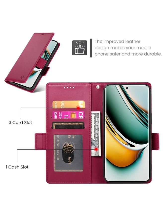 اس-توب جراب لهاتف Realme 11 Pro 5G / 11 Pro+ 5G مع مشبك جانبي مغناطيسي من الجلد المصقول - Image 4