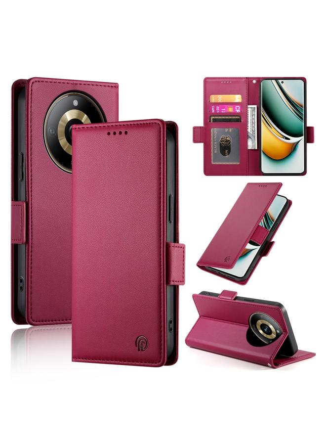 اس-توب جراب لهاتف Realme 11 Pro 5G / 11 Pro+ 5G مع مشبك جانبي مغناطيسي من الجلد المصقول - Image 1