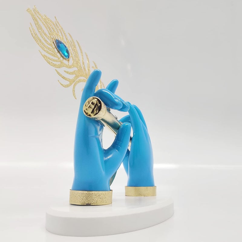 PIEPOT Playing Flute Krishna Statue Best for Home Office Krishna Hand Flute 35 Inch Blue - Image 2