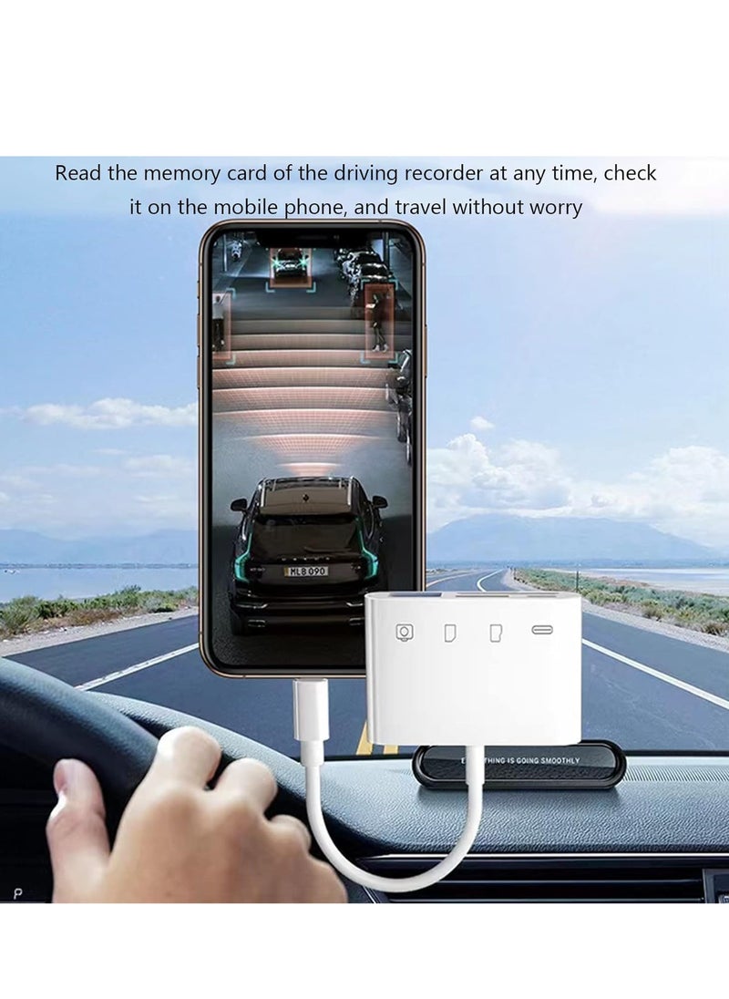 Lightning to4 in 1  SD Card Reader for iPhone, Camera Adapter,USB Female OTG Adapter Compatible SD/TF Card, Memory Card Reader Portable USB 3.0 Adapter,Sd Card Adapter    Compatible DevicesiPhone 14 Pro/14 Pro Max, iPhone 13 Pro/13 Pro Max, iPhone 13 mini, iPhon