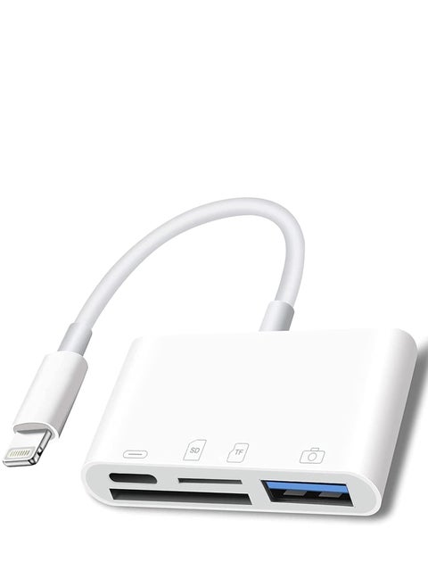 Lightning to4 in 1  SD Card Reader for iPhone, Camera Adapter,USB Female OTG Adapter Compatible SD/TF Card, Memory Card Reader Portable USB 3.0 Adapter,Sd Card Adapter    Compatible DevicesiPhone 14 Pro/14 Pro Max, iPhone 13 Pro/13 Pro Max, iPhone 13 mini, iPhon