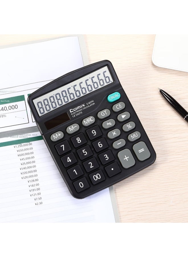 COMIX Classic Desktop Office Calculator, 12-digit Large Screen Desktop Calculator, Student Office Stationery Supplies, C-837h - Image 5