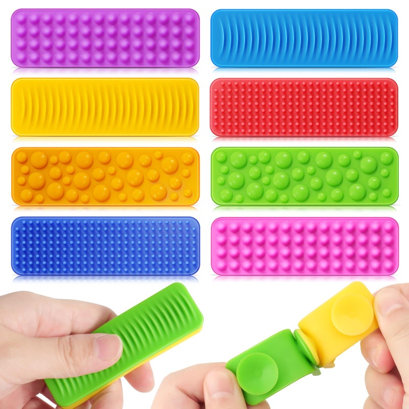 LESONG Sensory Fidget Toys Kids Adults 8 Pack Textured Suction Toys for Autism Kids Calming Sensory Stickers for Stress Relief Fidget Strips for Classroom Office Desk Travel Toys Road Trip Essential - Image 2
