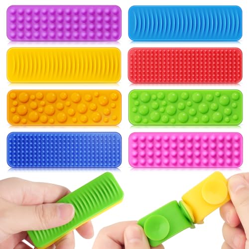 LESONG Sensory Fidget Toys Kids Adults 8 Pack Textured Suction Toys for Autism Kids Calming Sensory Stickers for Stress Relief Fidget Strips for Classroom Office Desk Travel Toys Road Trip Essential - Image 1