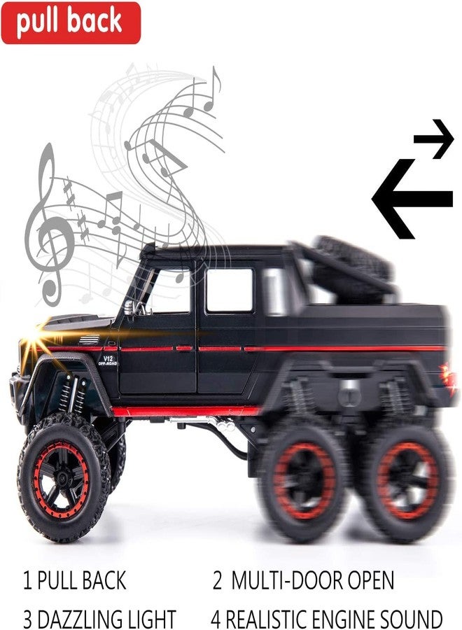 سيارة لعبة معدنية مصبوبة من Coelon بمقياس 1:24، طراز AMG 6x6، مزودة بإضاءة وصوت، تعمل بالسحب للخلف - Image 4