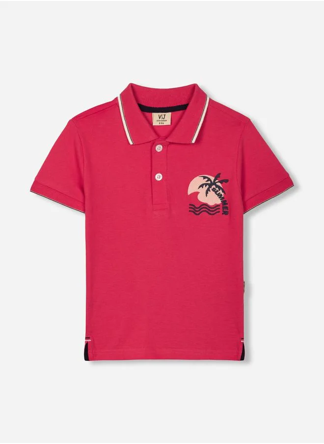 victor and jane Embroidery Detail Short Sleeves Polo T-Shirt by Styli