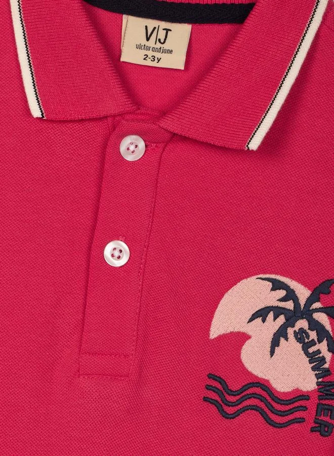 victor and jane Embroidery Detail Short Sleeves Polo T-Shirt by Styli