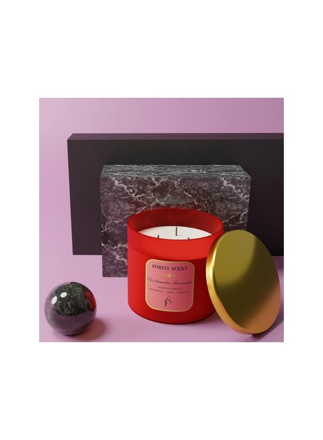 The Bros 3 -Wick Watermelon Lemonade Scented Candles, 100% Pure Soy Wax and Vegetable Wax, Fragrance for Home Aroma, Office, 92hrs Burn Time, Scented Wax Light for Aromatherapy, 14.1 Oz/400 Grams - Image 3