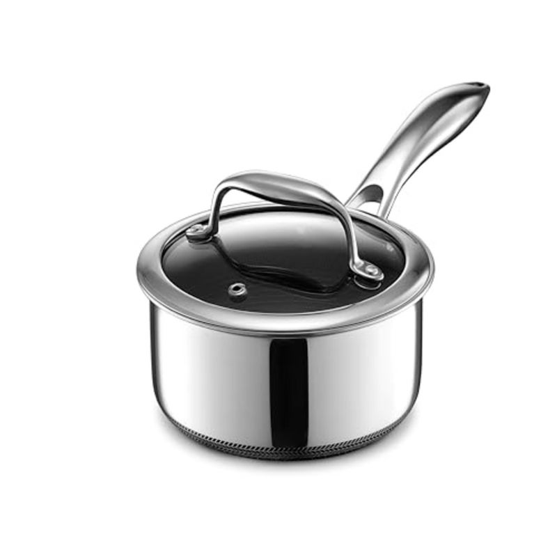 Hybrid Nonstick 1-Litre Saucepan with Tempered Glass Lid, Stay-Cool Handle, Dishwasher-Friendly, Oven-Safe Up to 480°C, Induction Ready, Compatible with All Cooktops - Image 1