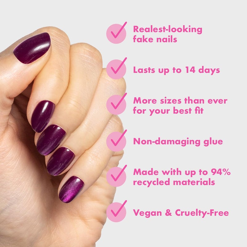 Olive & June Instant Mani Press-On Nails (Glue) | 42 Fake Nails, 21 Sizes | Non-Toxic, Long-Lasting Recycled Materials Realistic Look | Salon-Quality at Home | Extra Short, Round | Plaza Velvet - Image 4