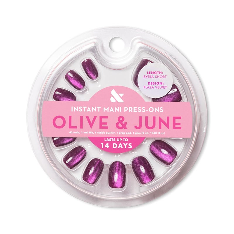 Olive & June Instant Mani Press-On Nails (Glue) | 42 Fake Nails, 21 Sizes | Non-Toxic, Long-Lasting Recycled Materials Realistic Look | Salon-Quality at Home | Extra Short, Round | Plaza Velvet - Image 2