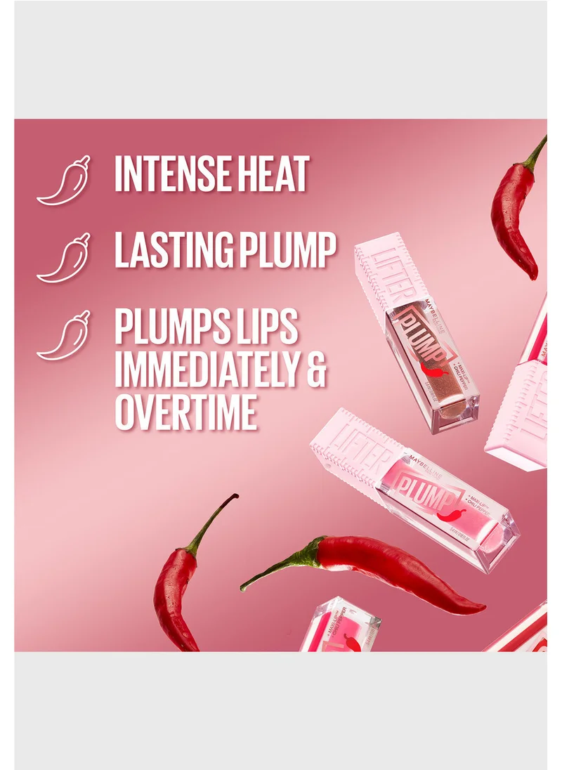 MAYBELLINE NEW YORK Lifter Plump, Hydrating Lip Plumping Gloss With Chilli Pepper (Pink Sting)