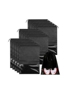 BLOOMING TIME 15 Pcs Travel Shoes Bags, Portable Non-Woven Shoes Storage Bag with Transparent Window and Drawstring  - Image 1