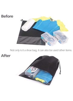 BLOOMING TIME 15 Pcs Travel Shoes Bags, Portable Non-Woven Shoes Storage Bag with Transparent Window and Drawstring  - Image 5