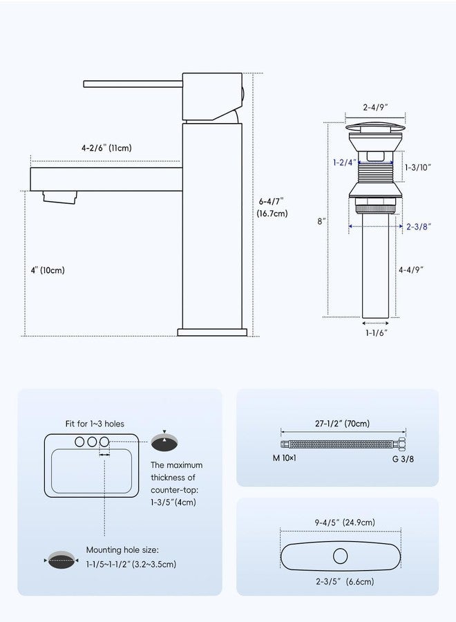 APPASO Bathroom Sink Faucet Brushed Nickel, Single Hole Sink Faucet Spot Resist with Optional Deck Plate for 1 to 3 Hole Installation, Single Handle Stainless with Pop Up Drain for Vanity Bathroom - Image 5