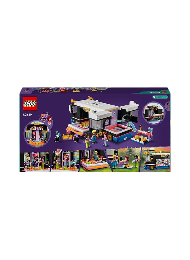 LEGO Friends Pop Star Music Tour Bus Vehicle Building Kit, Social-Emotional Toy Set With 4 Mini-Doll Characters, Gift Idea For Kids, Girls And Boys Aged 8 Years And Over (845 Pieces) 42619