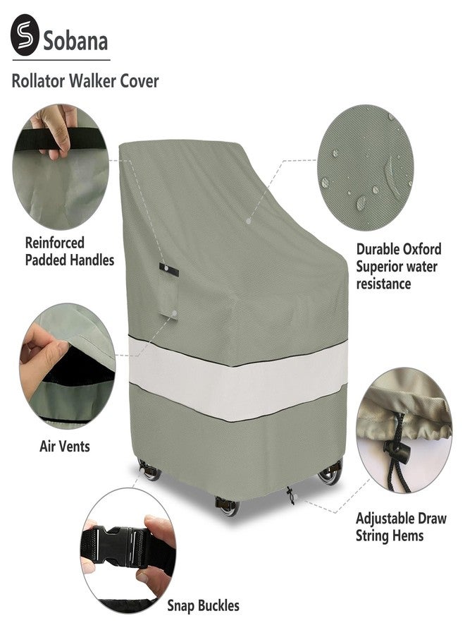 Sobana Rollator Walker Cover,Outdoor Waterproof Dustproof Rolling Walker Covers,Fits Walkers for Seniors with Wheels and Seat(Cover Only,Grayish Green) - Image 3