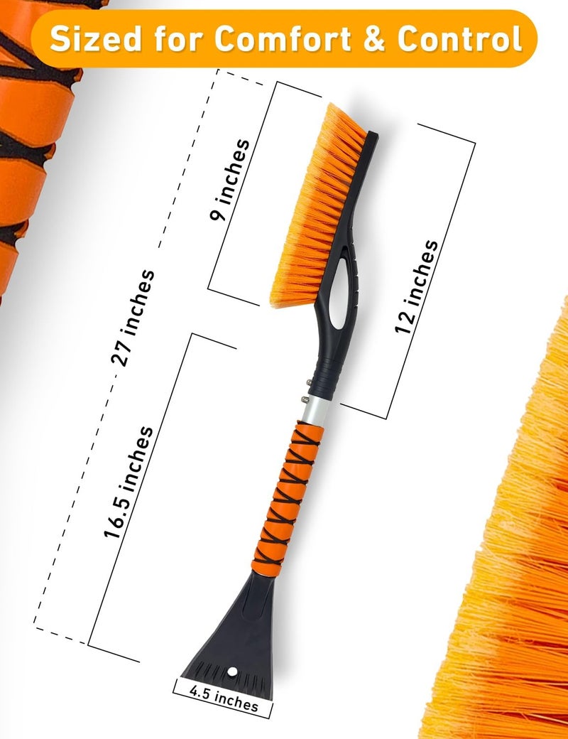 EcoNour 27" Aluminum Snow Brush with Ice Scrapers - 3 Pack (Orange, Red, Green) - Image 5