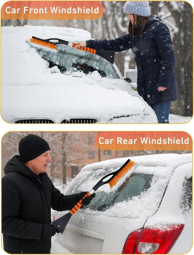 EcoNour 27" Aluminum Snow Brush with Ice Scrapers - 3 Pack (Orange, Red, Green) - Image 4
