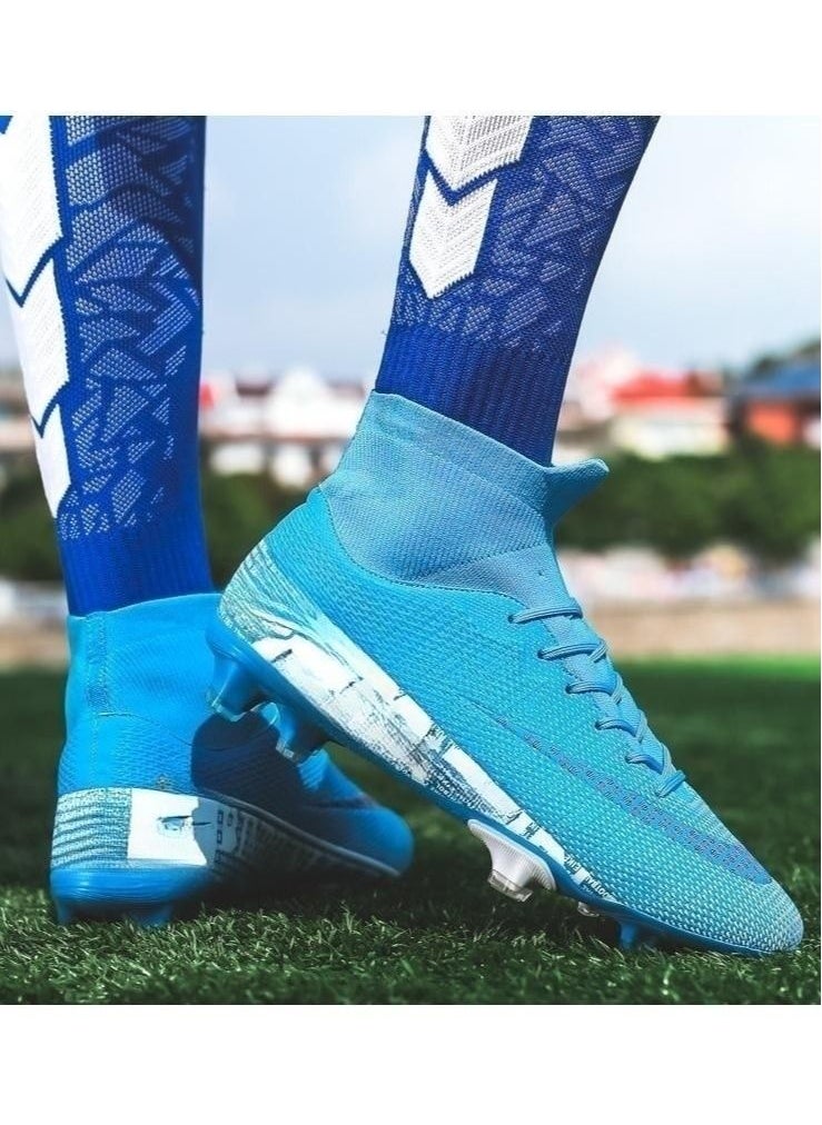 Loquat - Football Shoes Men's Long Nails Teenager Training TF Broken Nails Primary School Sports Shoes Blue - Image 1