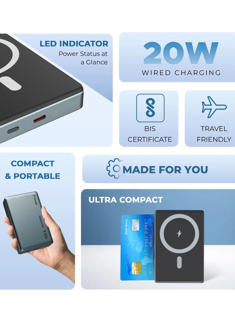 IRANGE IRANGE IR-X13 10000mAh Magnetic Wireless Power Bank | 35W Super Fast Charging | PD 20W + 15W | Strong Magnetic | Compatible with MagSafe & USB-C Devices | Portable Polymer Battery Pack - Image 2