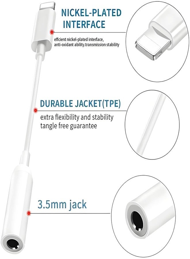 esbeecables MFi Certified 3 Pack Lightning to 3.5 mm Headphone Jack Adapter iPhone Headphone Adapter Lightning Aux Audio Jack Dongle Earphones Converter for iPhone 14 13 12 11 Pro Max Plus Mini XR XS 8 iPad iPod - Image 2