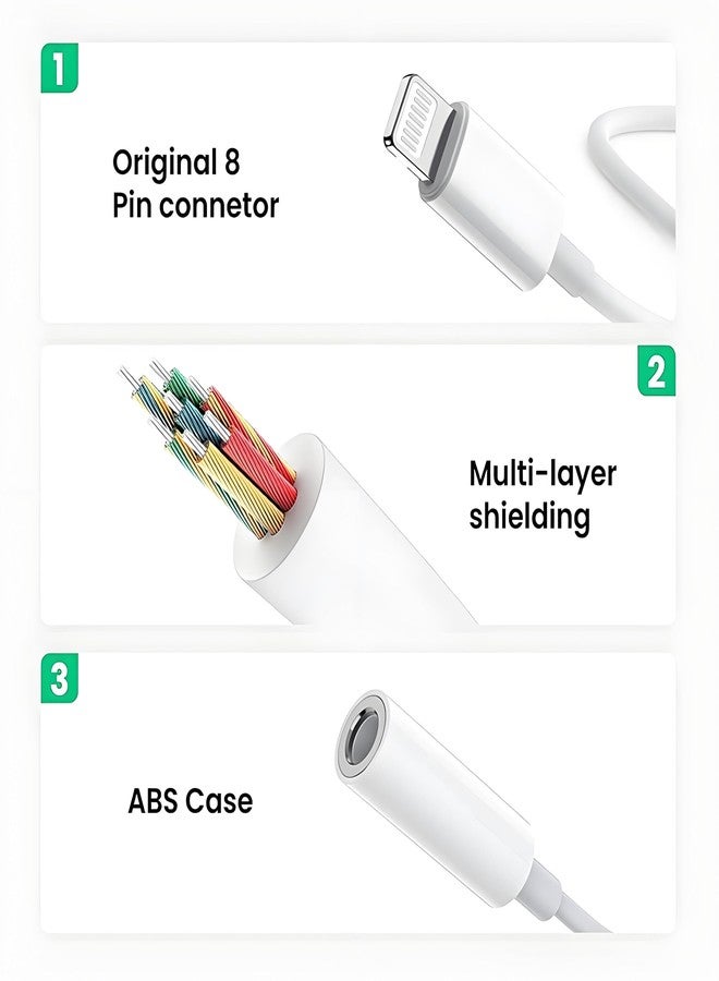 esbeecables MFi Certified 3 Pack Lightning to 3.5 mm Headphone Jack Adapter iPhone Headphone Adapter Lightning Aux Audio Jack Dongle Earphones Converter for iPhone 14 13 12 11 Pro Max Plus Mini XR XS 8 iPad iPod - Image 3