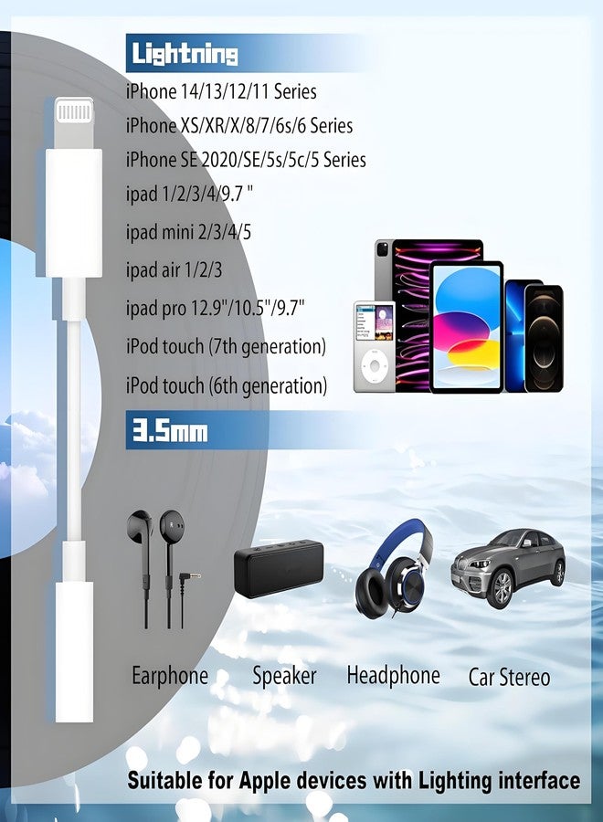 esbeecables MFi Certified 3 Pack Lightning to 3.5 mm Headphone Jack Adapter iPhone Headphone Adapter Lightning Aux Audio Jack Dongle Earphones Converter for iPhone 14 13 12 11 Pro Max Plus Mini XR XS 8 iPad iPod - Image 5