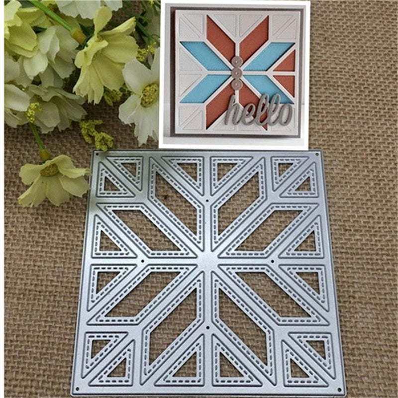 Christmas Diagonal Quilt Metal Die CutsFrame Flower Cutting Dies Cut Stencils for DIY Scrapbooking Album Decorative Embossing Paper Dies for Festival Card Making