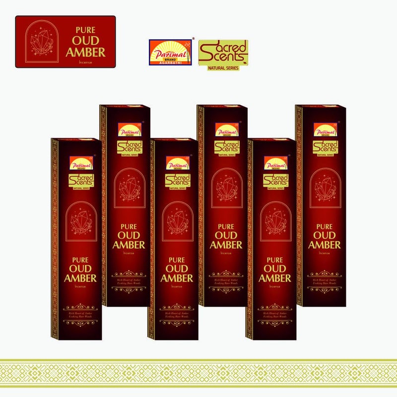 Parimal (A6) - Sacred Scents Natural Pure Oud Amber Incense Sticks | Pack of 6-20 Grams X 6 = 120 G | Natural | Traditional | Hand Rolled Agarbathi | - Image 3