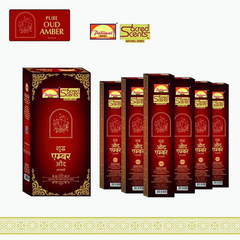 Parimal (A6) - Sacred Scents Natural Pure Oud Amber Incense Sticks | Pack of 6-20 Grams X 6 = 120 G | Natural | Traditional | Hand Rolled Agarbathi | - Image 4