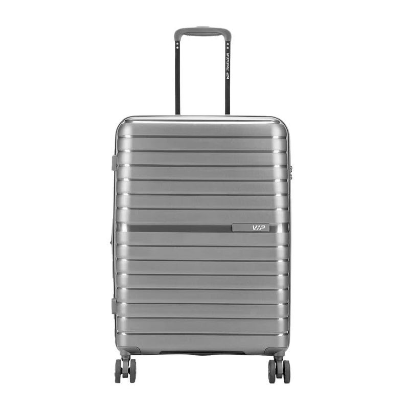 VIP Lightweight Polypropelyne 8 Wheels Multistage Trolley,TSA Lock with Organizer,Elegent Pinstripe Design Luggage Bag with 5 Years International Warranty. (Grey, Medium) - Image 1