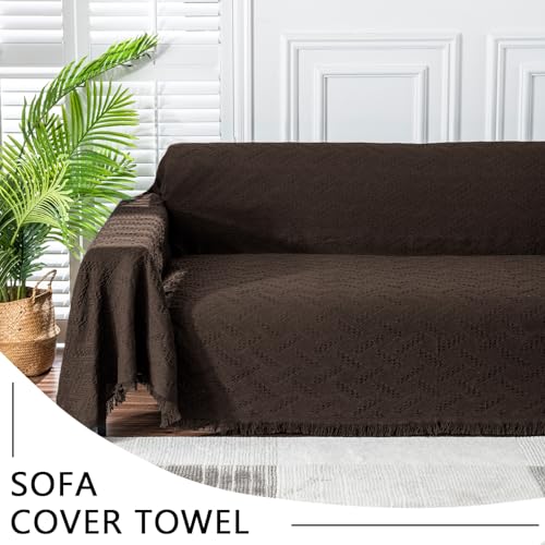 MEETSKY Couch Cover Sofa Covers for 3 Cushion Couch Sectional Couch Covers Cover Protector Sofa Throw Cover for Couches Decorative Modern Style for Living Room (XX-Large: 91" x 134", Chocolate) - Image 2