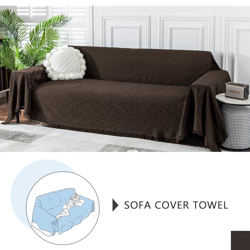 MEETSKY Couch Cover Sofa Covers for 3 Cushion Couch Sectional Couch Covers Cover Protector Sofa Throw Cover for Couches Decorative Modern Style for Living Room (XX-Large: 91" x 134", Chocolate) - Image 5